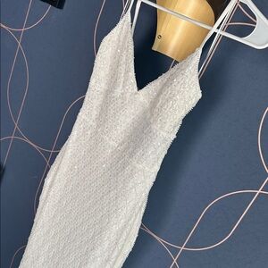 Windsor Ivory Sequin Beaded Spaghetti Strap Wedding Gown